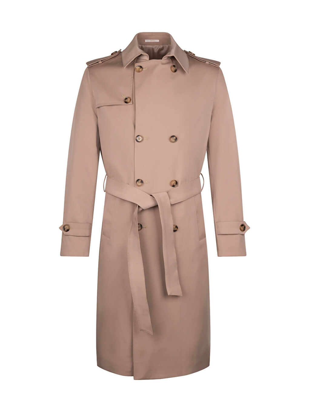 Bej Slim Fit Bebe Yaka Pamuklu Trençkot