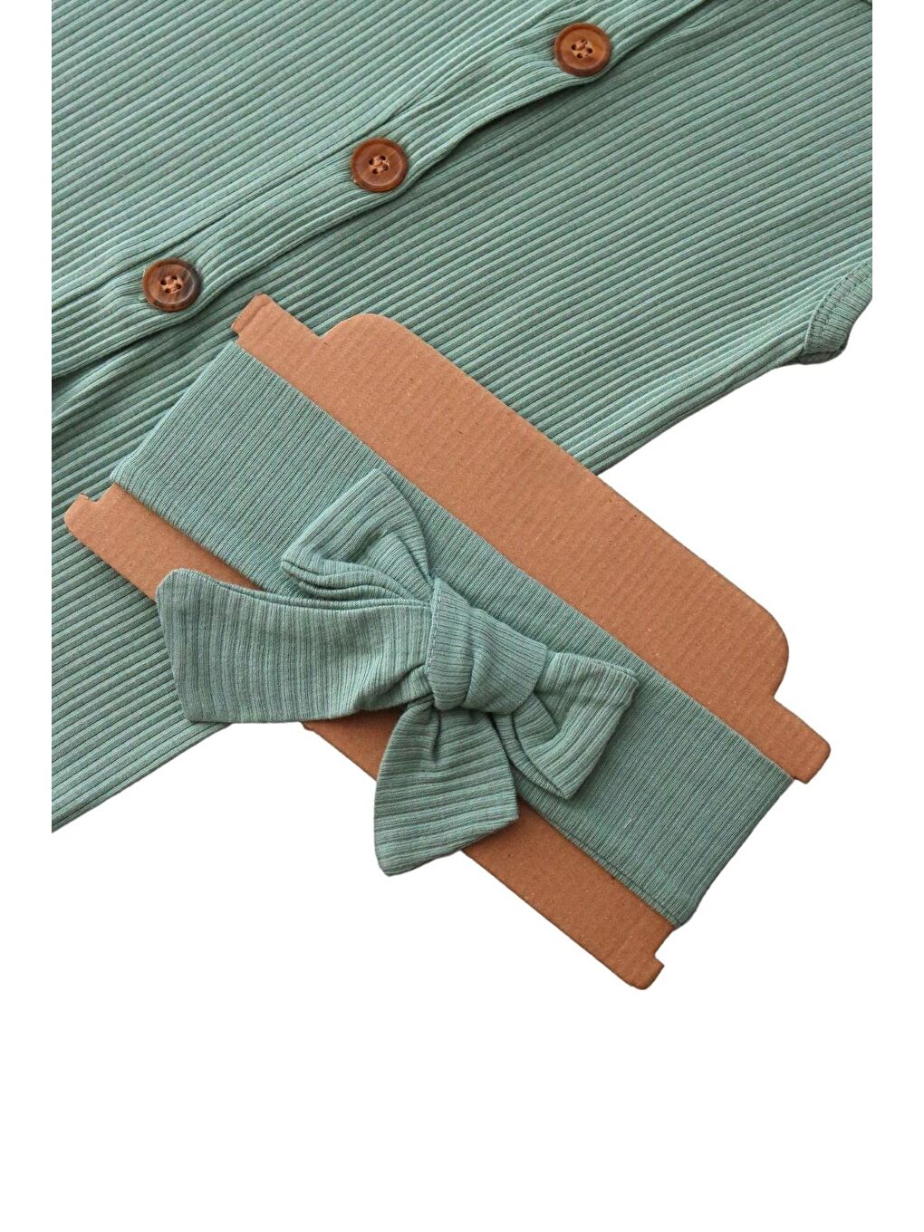 Turkuaz Kız Bebek Kaşkorse Su Yeşili Bandanalı Tulum-4