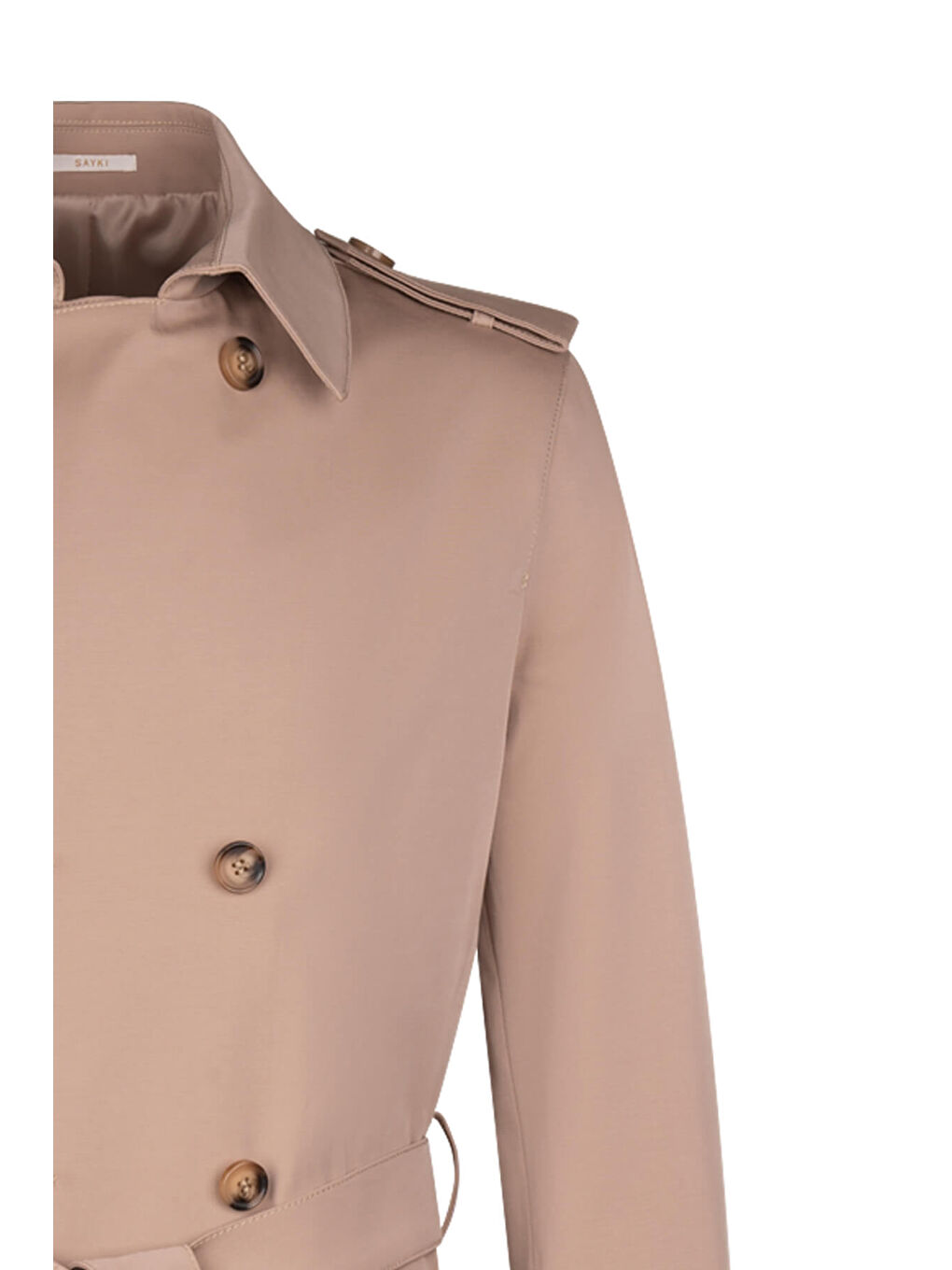 Bej Slim Fit Bebe Yaka Pamuklu Trençkot-2