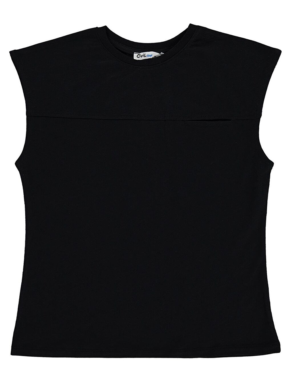 Boys Basic Sıfır Kol 10-13 Yaş Tişört - Siyah