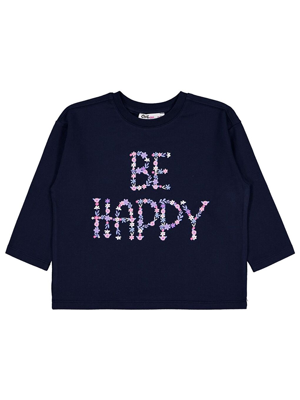 Girls Be Happy Baskılı 2-5 Yaş Sweatshirt - Lacivert