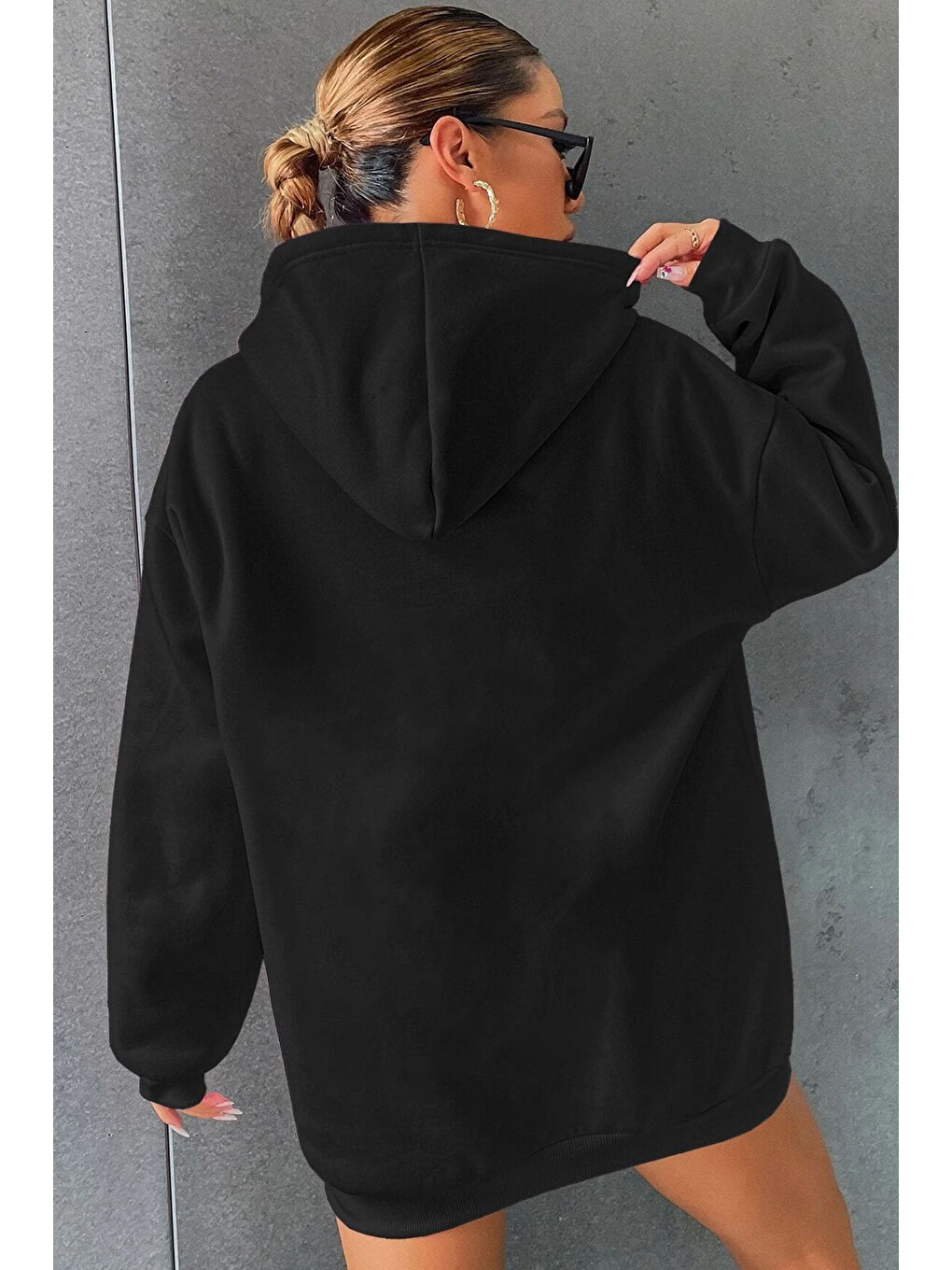 uyguntarz Siyah Unisex Oversize Fine Baskılı Sweatshirt - 1