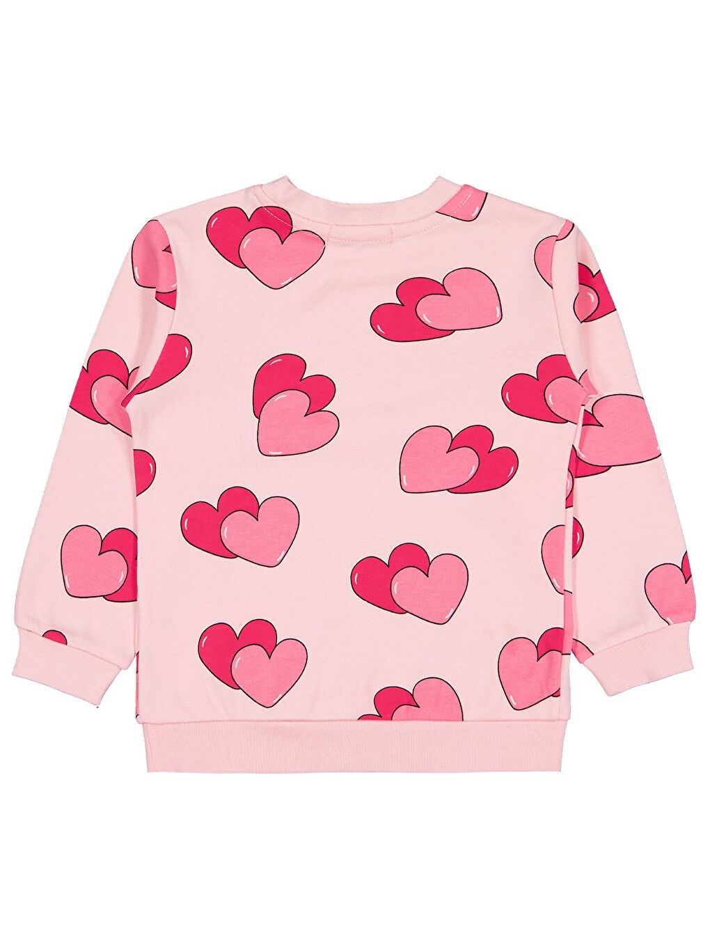 Girls Renkli Kalp Baskılı 2-5 Yaş Sweatshirt - Pembe-1