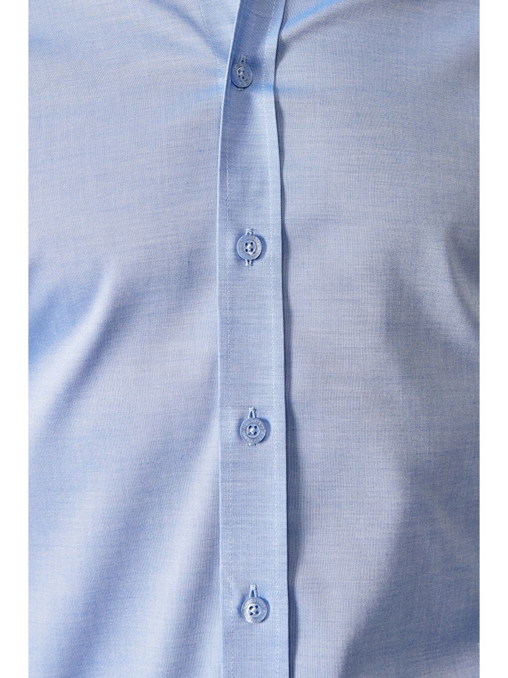 Erkek Mavi Ütü Gerektirmeyen Non-İron Slim Fit Dar Kesim %100 Pamuk Gömlek-3