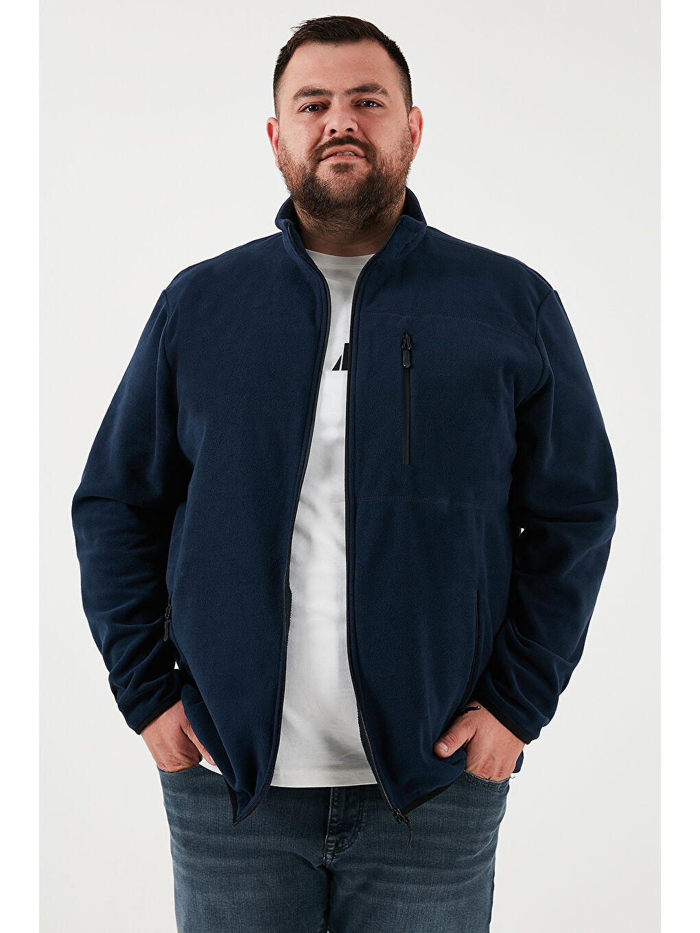 Antrasit Regular Fit Dik Yaka Fermuarlı Büyük Beden 2'li Paket Polar Hırka 5906028BS2-1