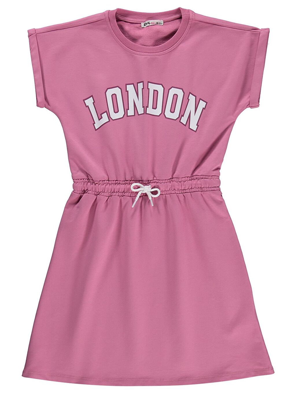 Pembe Girls London Baskılı 10-13 Yaş Elbise - Pudra