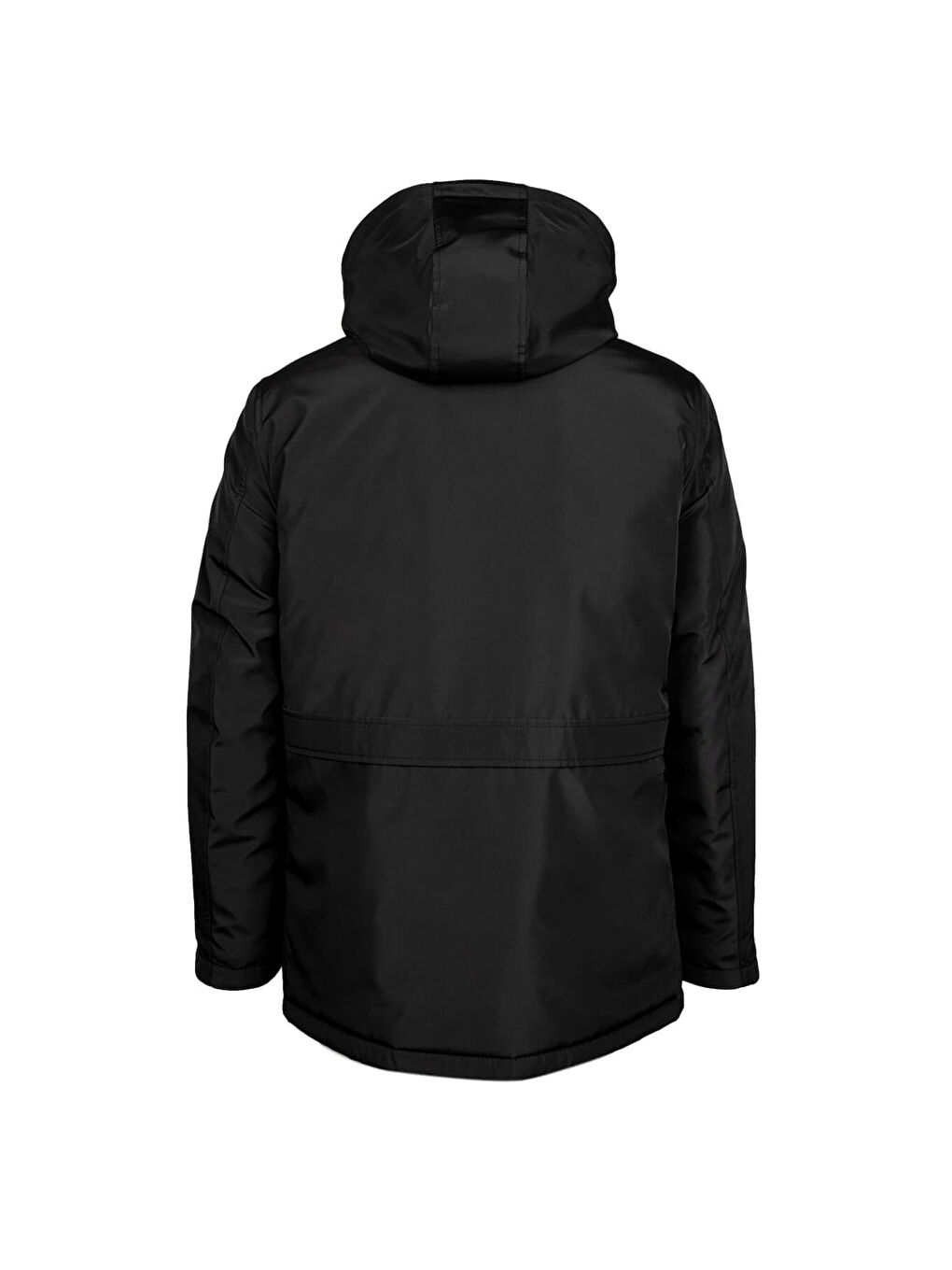 Siyah Regular Fit Hakim Yaka Kapüşonlu Kaban-1