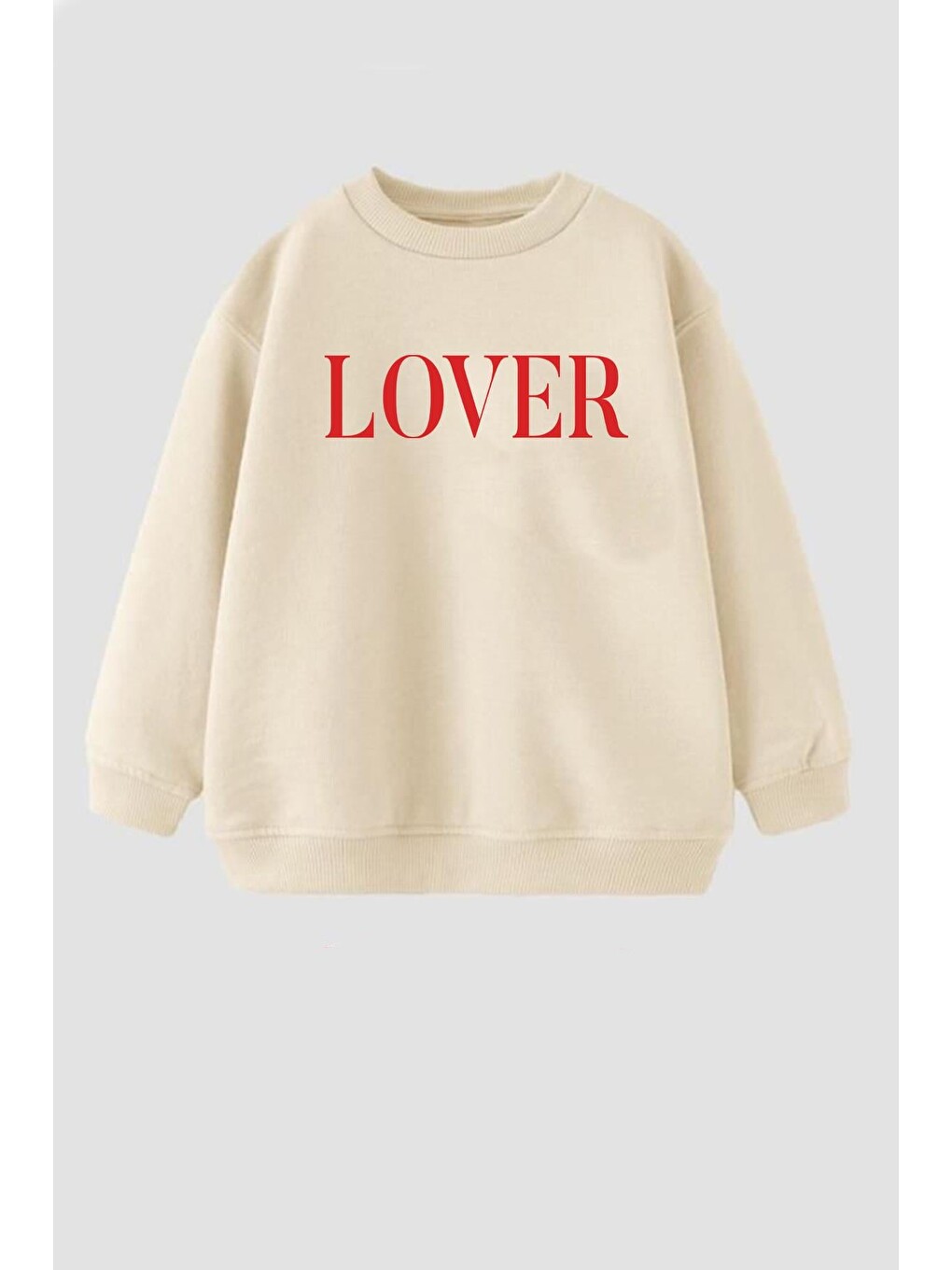 Bej Kız Çocuk Baskılı 3 İplik Kumaş Pamuklu Sweatshirt