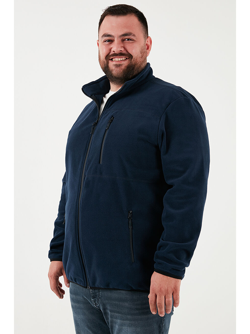 Gri Regular Fit Dik Yaka Fermuarlı Büyük Beden 2'li Paket Polar Hırka 5906028BS2-1