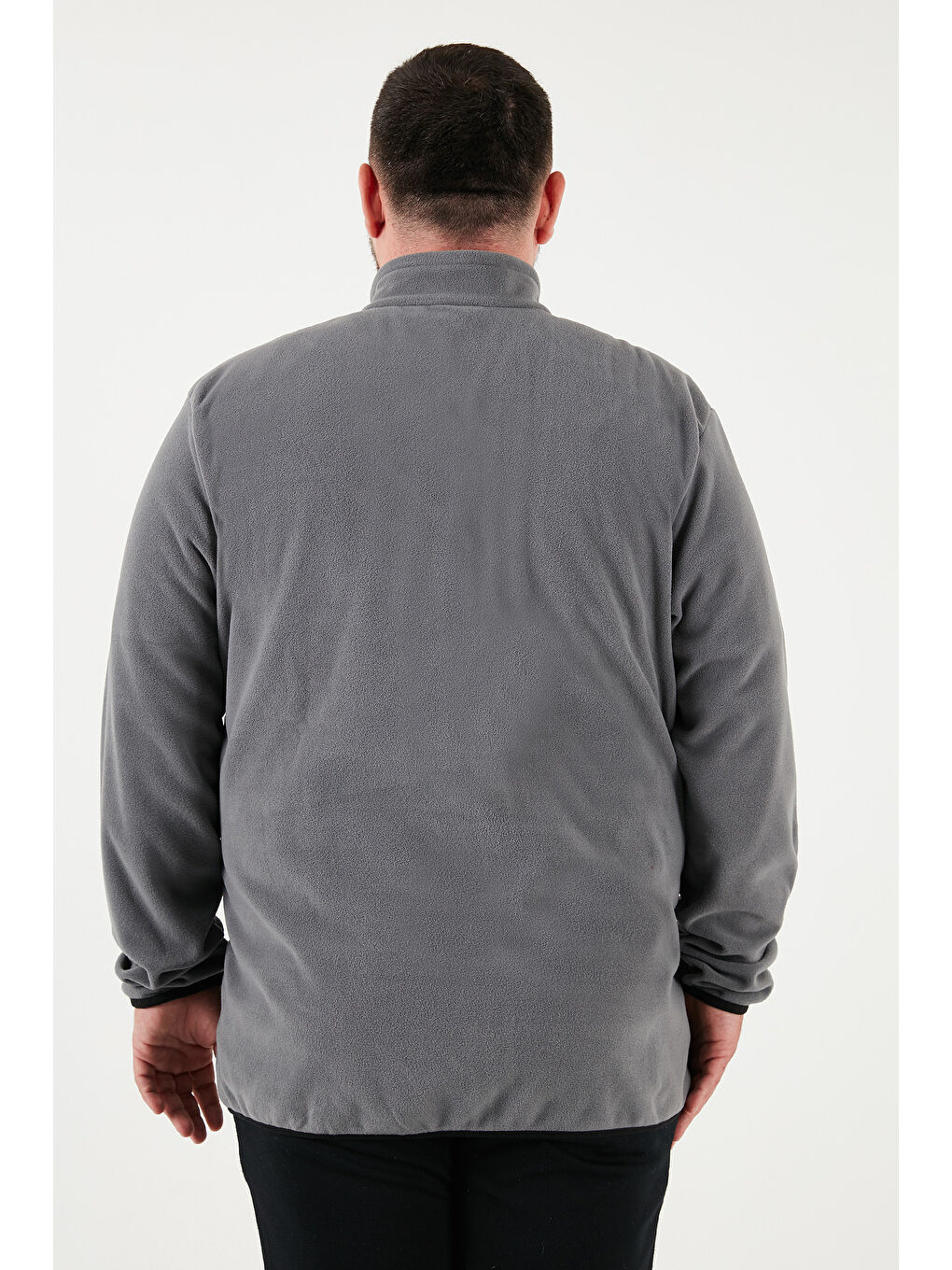 Gri Regular Fit Dik Yaka Fermuarlı Büyük Beden 2'li Paket Polar Hırka 5906028BS2-4