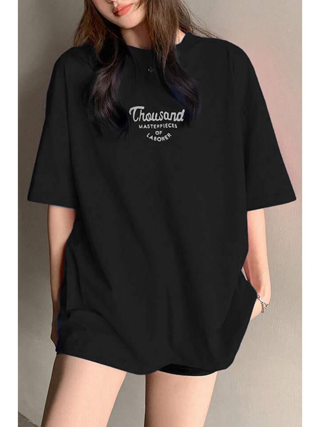 Siyah Baskılı Kadın Tişört Mg1978-4