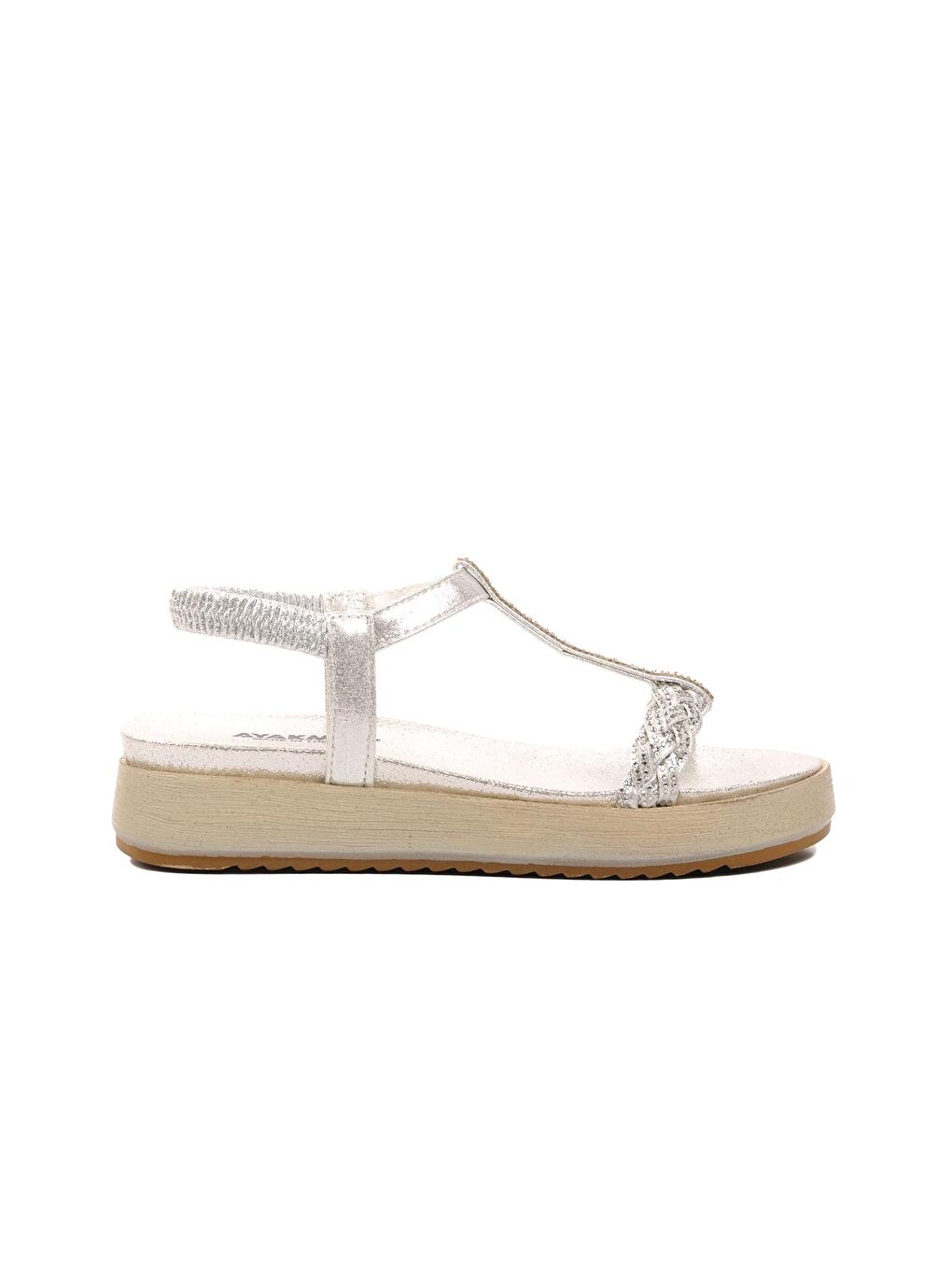 Gri Gümüş Yüksek Taban Kadın Sandalet 286053
