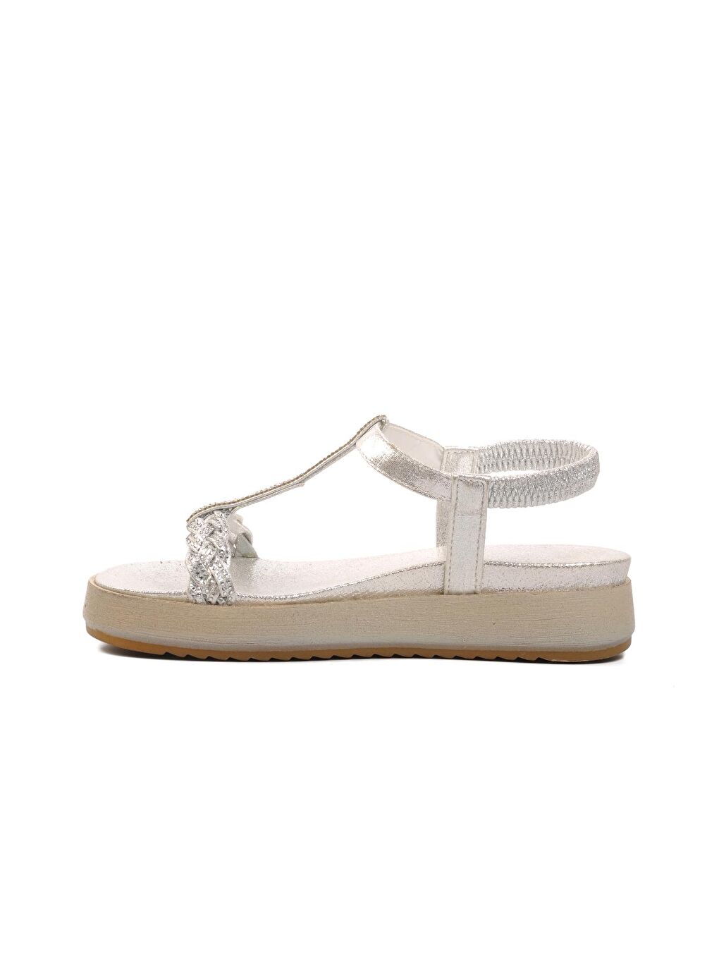 Gri Gümüş Yüksek Taban Kadın Sandalet 286053-1