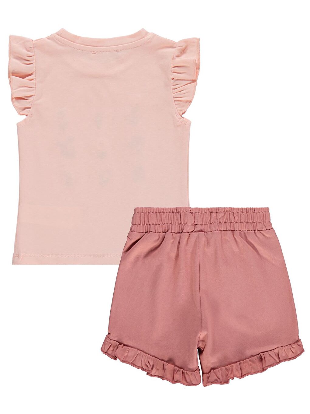 Pembe Girls Çiçek Nakışlı 2-5 Yaş Takım - Somon-Açık Kiremit-3