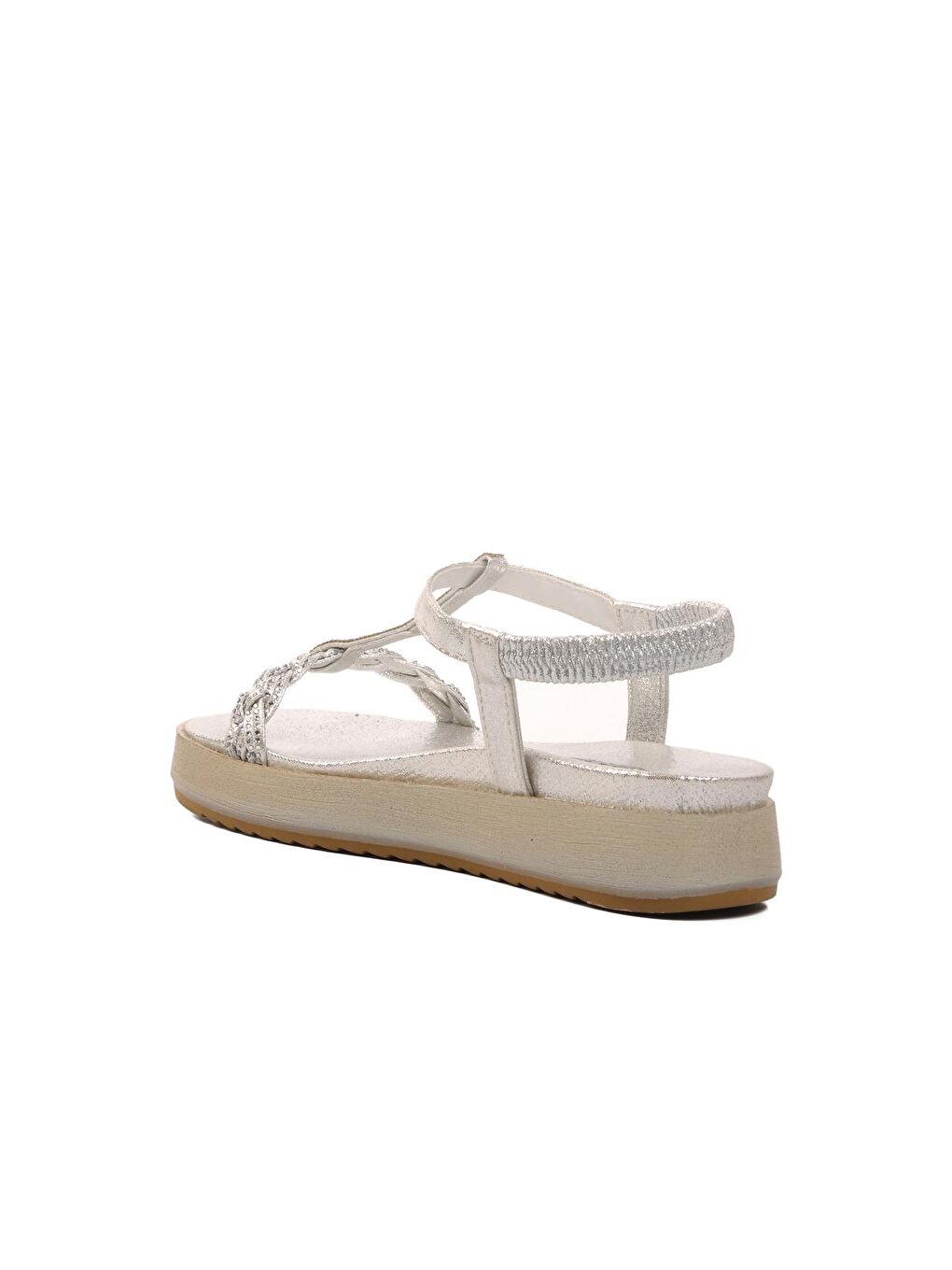 Gri Gümüş Yüksek Taban Kadın Sandalet 286053-3
