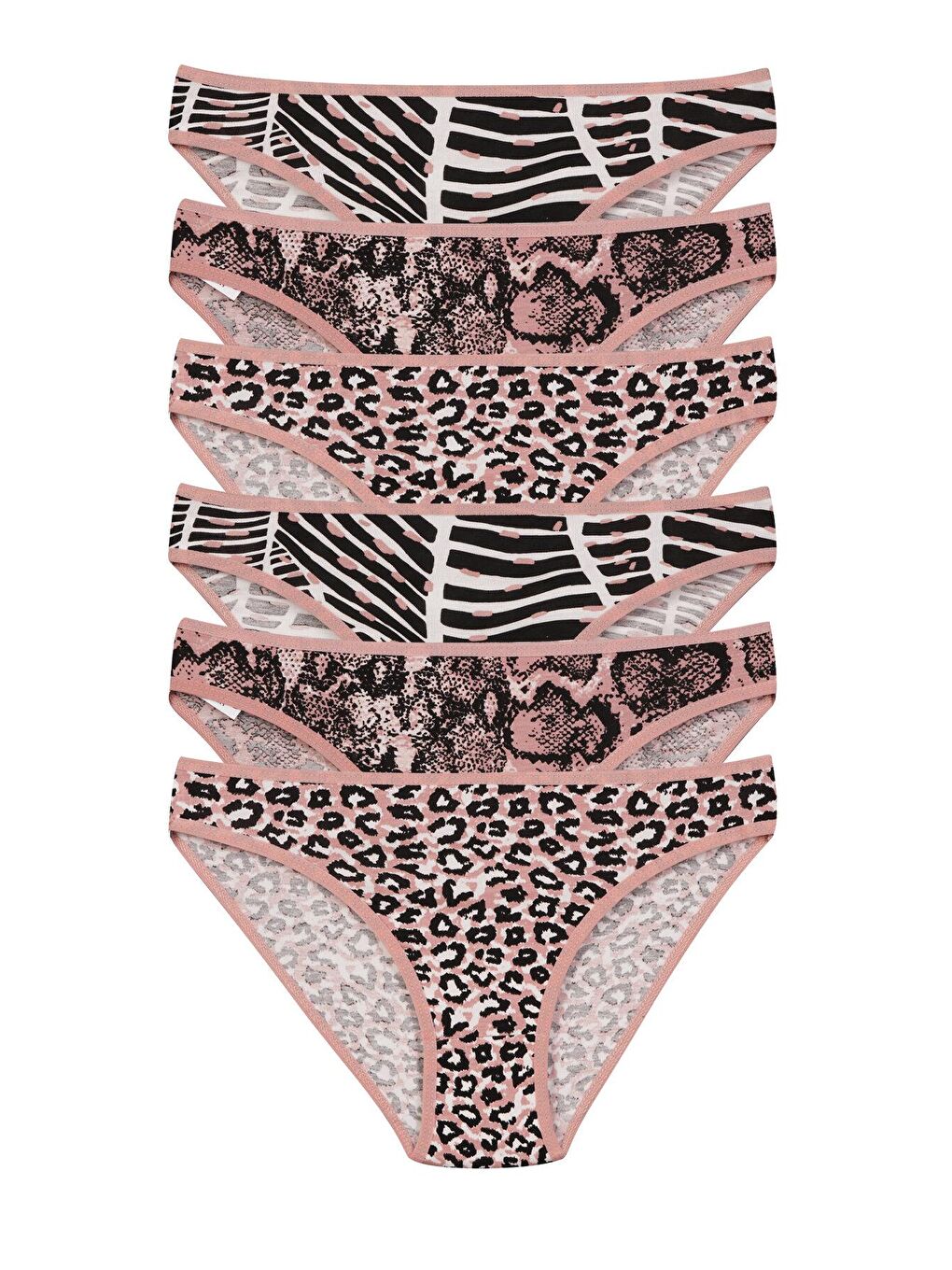Karışık Kadın Leopar Desenli Külot 6'lı Paket