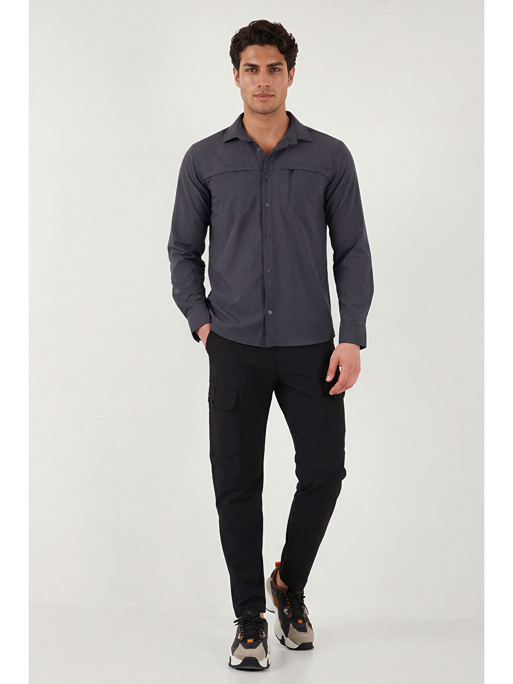 Siyah Normal Bel Dar Paça Su İtici Trekking ve Kurye Pantolon 693719-2