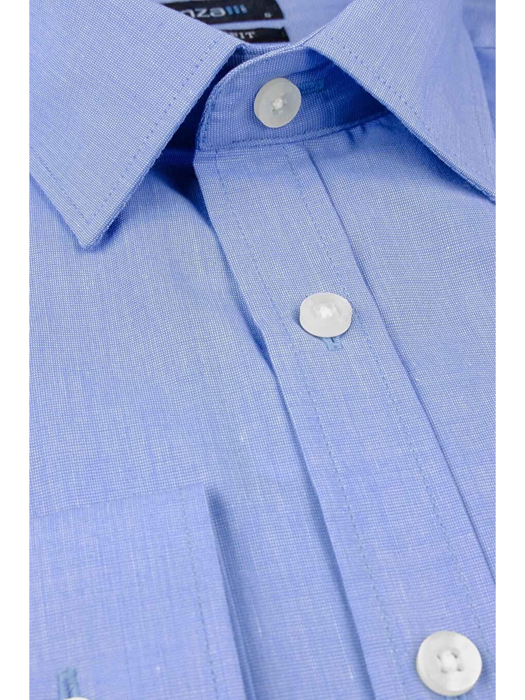 Mavi Uzun Kol Filafil Desen Filafil Sert Yaka Cepsiz Pamuklu Basic Slim Fit Gömlek 1004245008-2