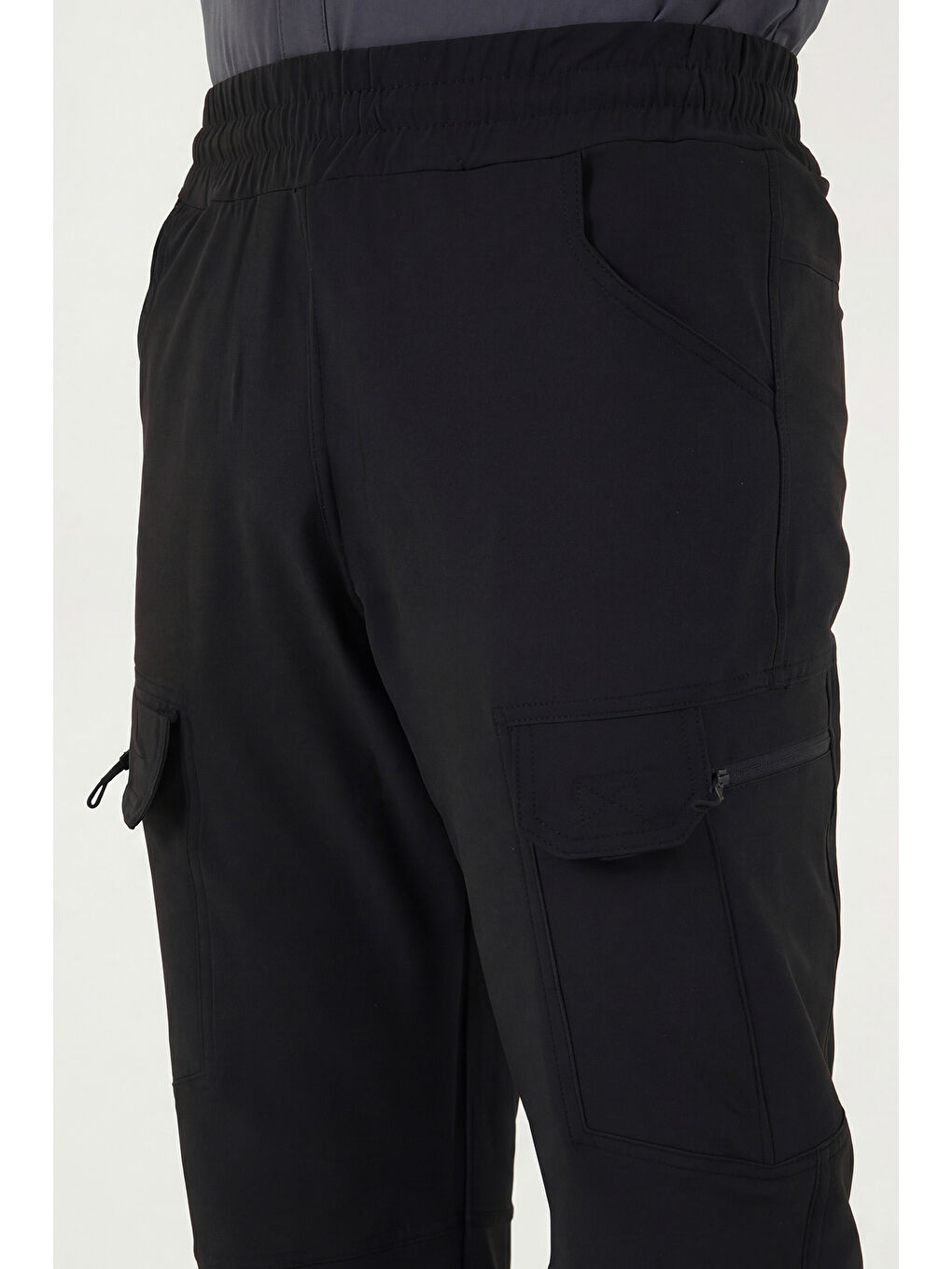 Siyah Normal Bel Dar Paça Su İtici Trekking ve Kurye Pantolon 693719-4