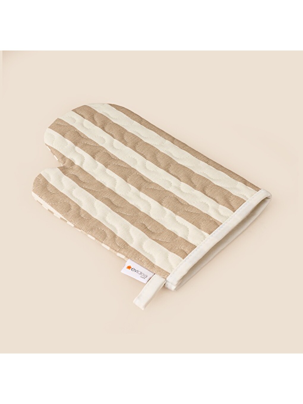 Soft Riga Fırın Eldiveni ve Tutaç Set - Bej / Ekru - 17x28 cm + 20x20 cm-4