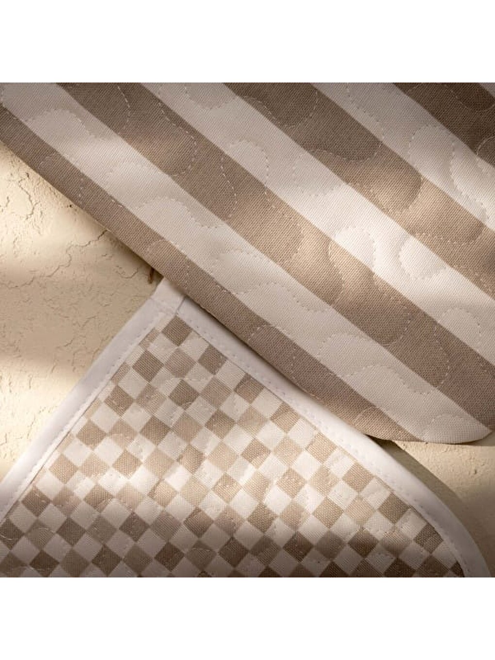 Soft Riga Fırın Eldiveni ve Tutaç Set - Bej / Ekru - 17x28 cm + 20x20 cm-5