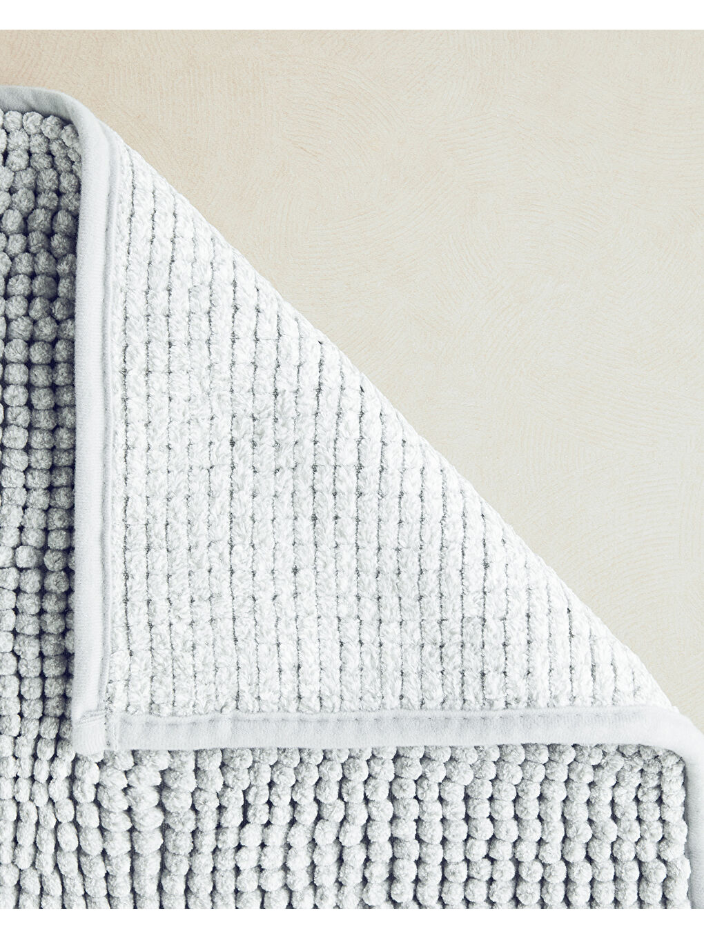 Paige Polyester Kırçıllı Makarna Banyo Paspası Seti 60x90 + 40x60 cm Açık Gri-1