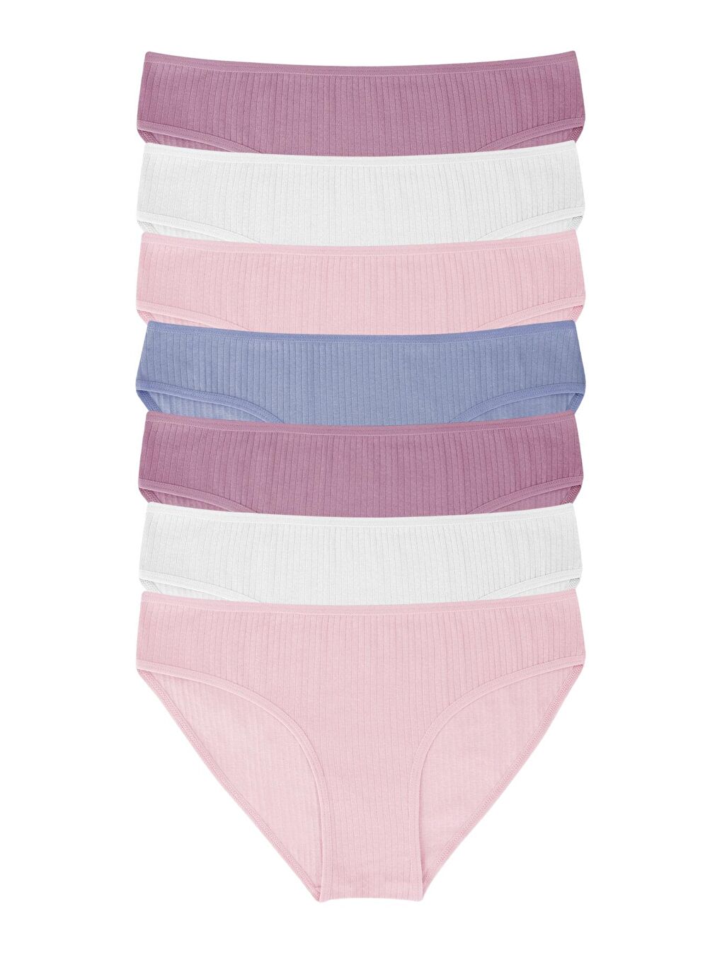 Pembe Kadın Fitilli Ribana 7'li Külot