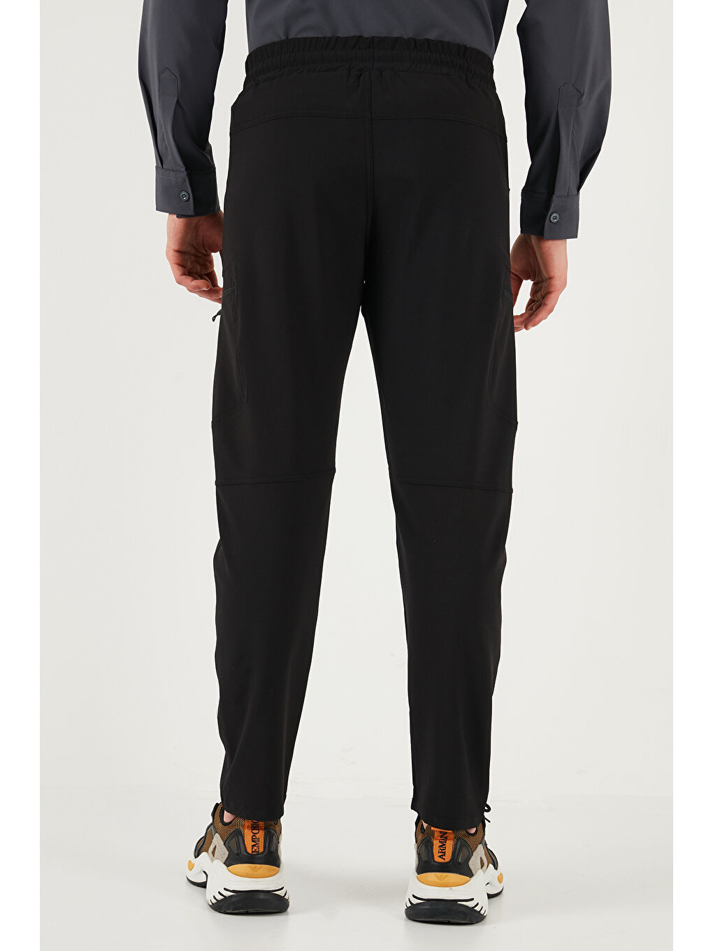 Siyah Normal Bel Dar Paça Su İtici Trekking ve Kurye Pantolon 693719-6