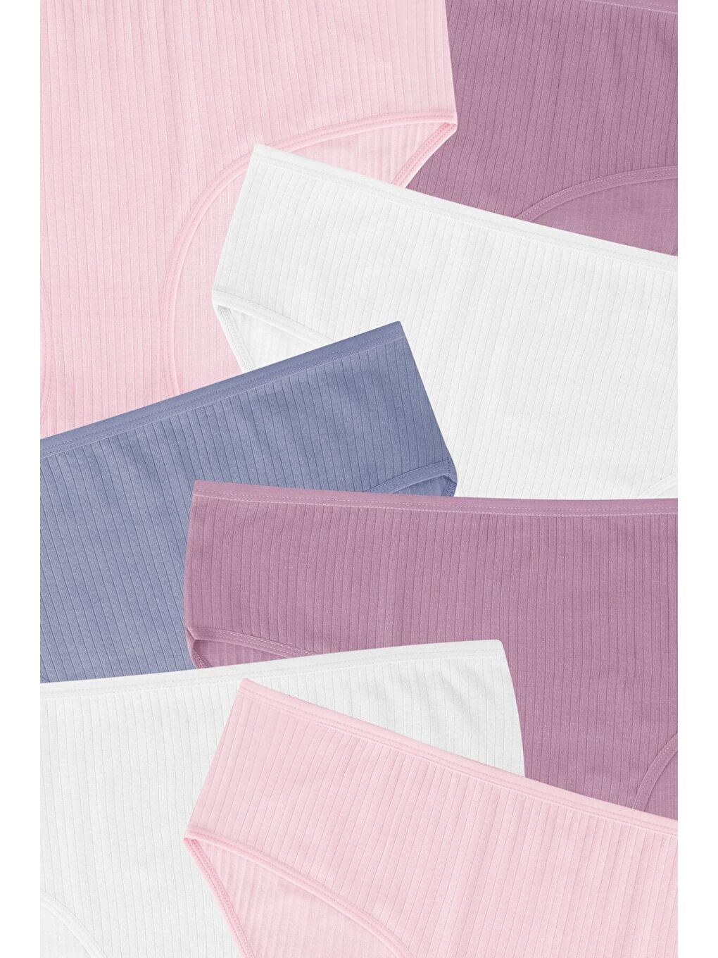 Pembe Kadın Fitilli Ribana 7'li Külot-2