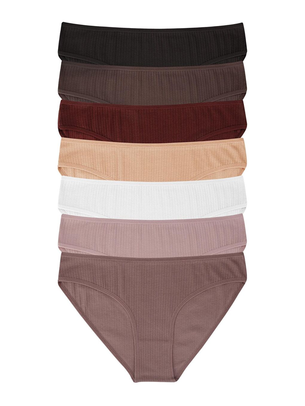 Bej Kadın Fitilli Ribana 7'li Külot
