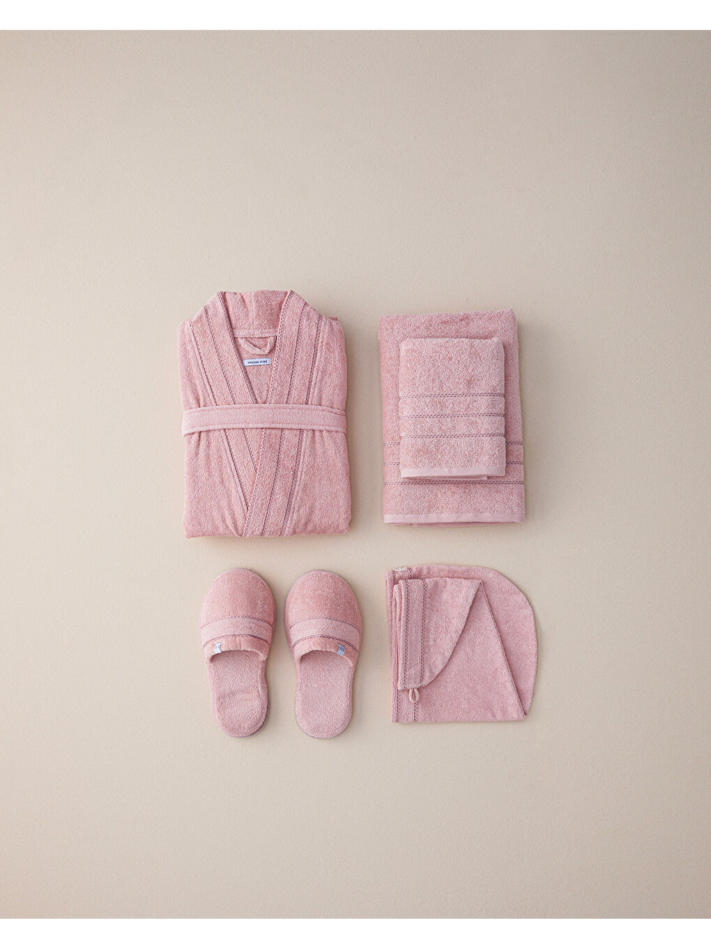 Soft %100 Pamuklu Bornoz Açık Pembe-1