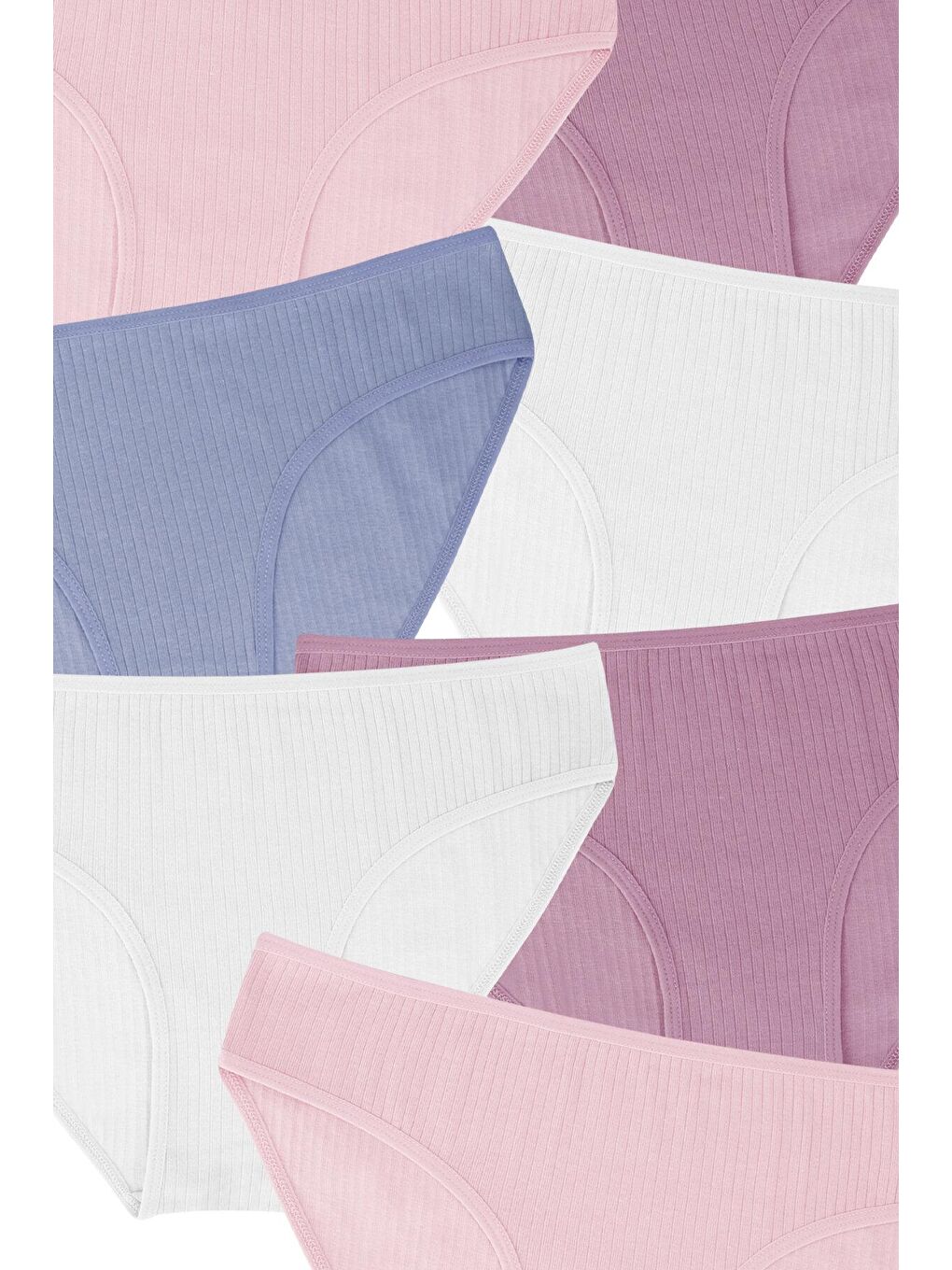 Pembe Kadın Fitilli Ribana 7'li Külot-2