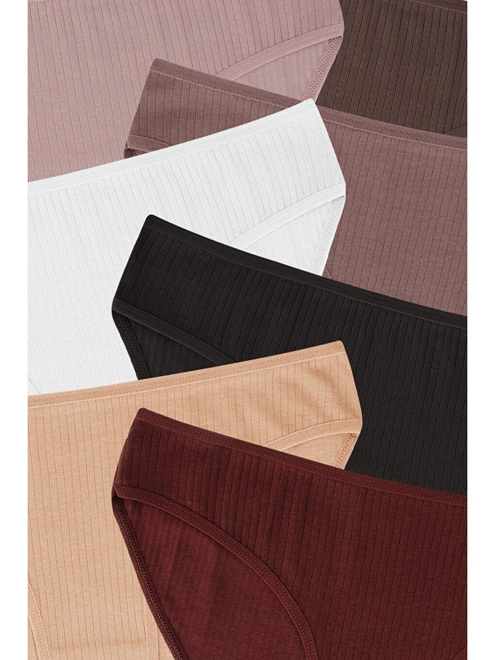 Bej Kadın Fitilli Ribana 7'li Külot-2