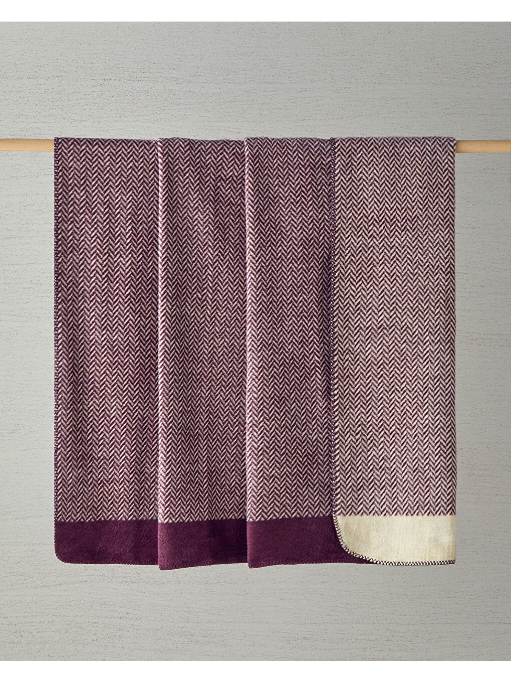 Modern Chevron Akrilik Çift Kişilik Battaniye 200x220 cm Mürdüm