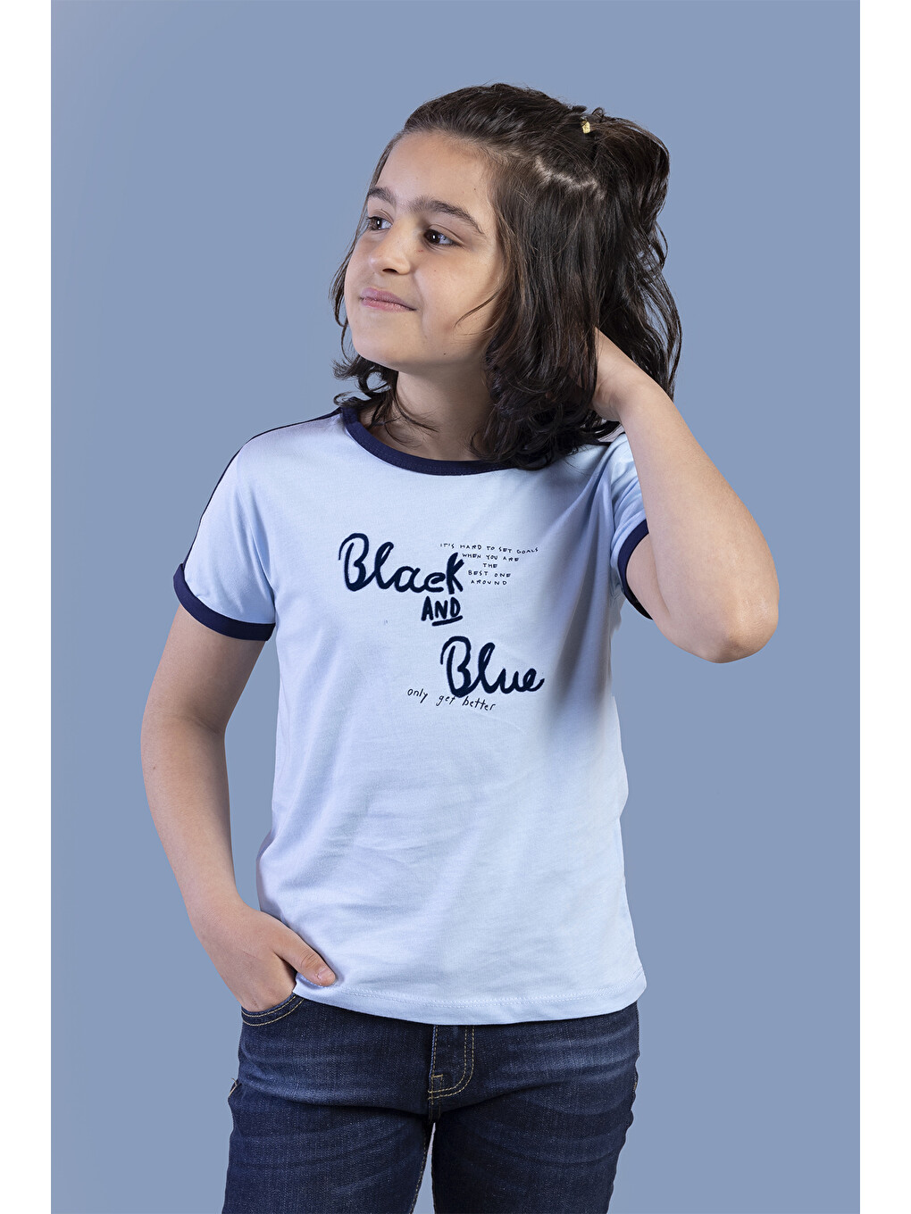 Mavi Erkek Çocuk Black Flak Baskılı Tişört