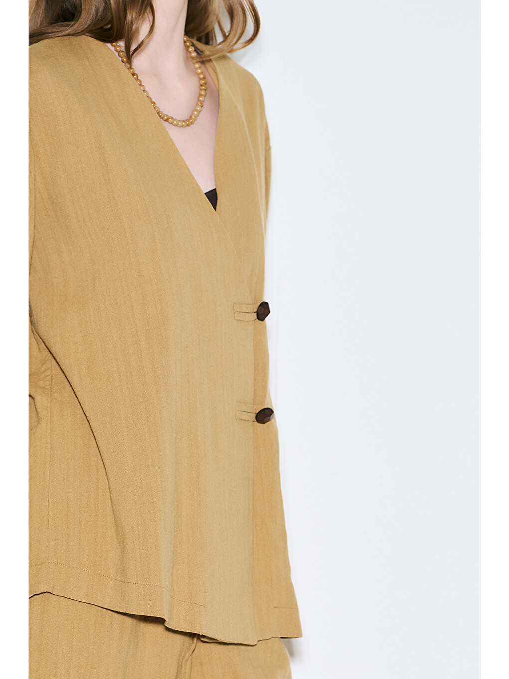 Sarı Rustik Düğmeli Kimono Safran-3