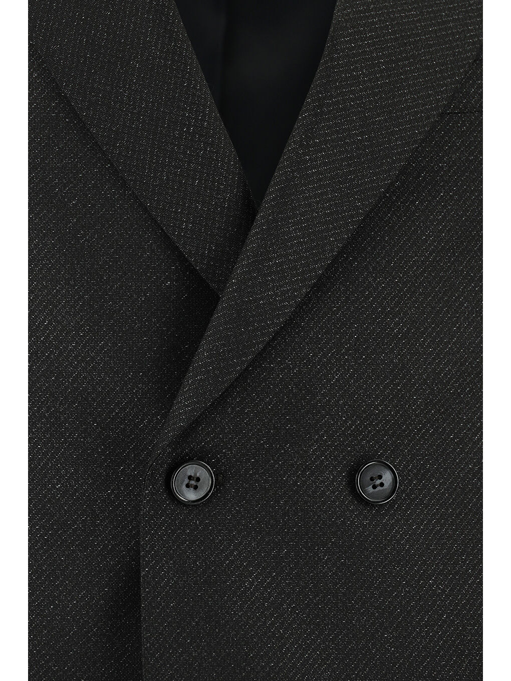 Antrasit Slim Fit Dar Kesim Desenli Kruvaze Takım Elbise-3