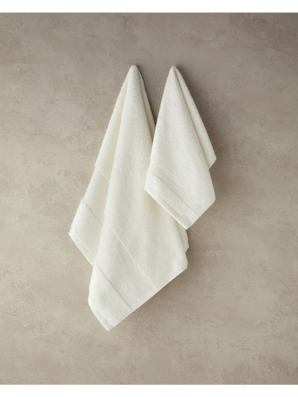 Glitter Wave Pamuklu Yüz Havlusu Seti Ekru