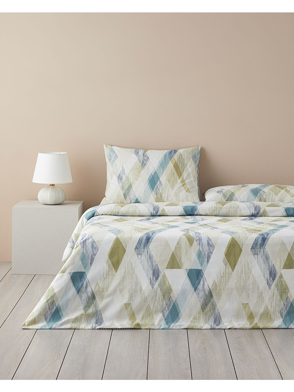 Modern Argyle Pamuklu Ranforce Çift Kişilik Nevresim Takımı 200x220 cm Mavi