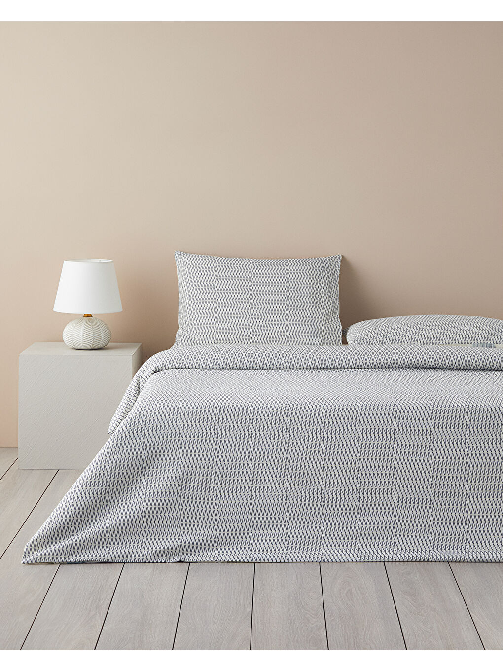 Modern Argyle Pamuklu Ranforce Çift Kişilik Nevresim Takımı 200x220 cm Mavi-1