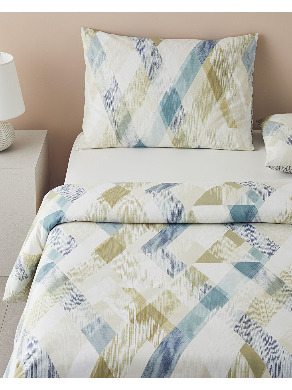 Modern Argyle Pamuklu Ranforce Çift Kişilik Nevresim Takımı 200x220 cm Mavi-2