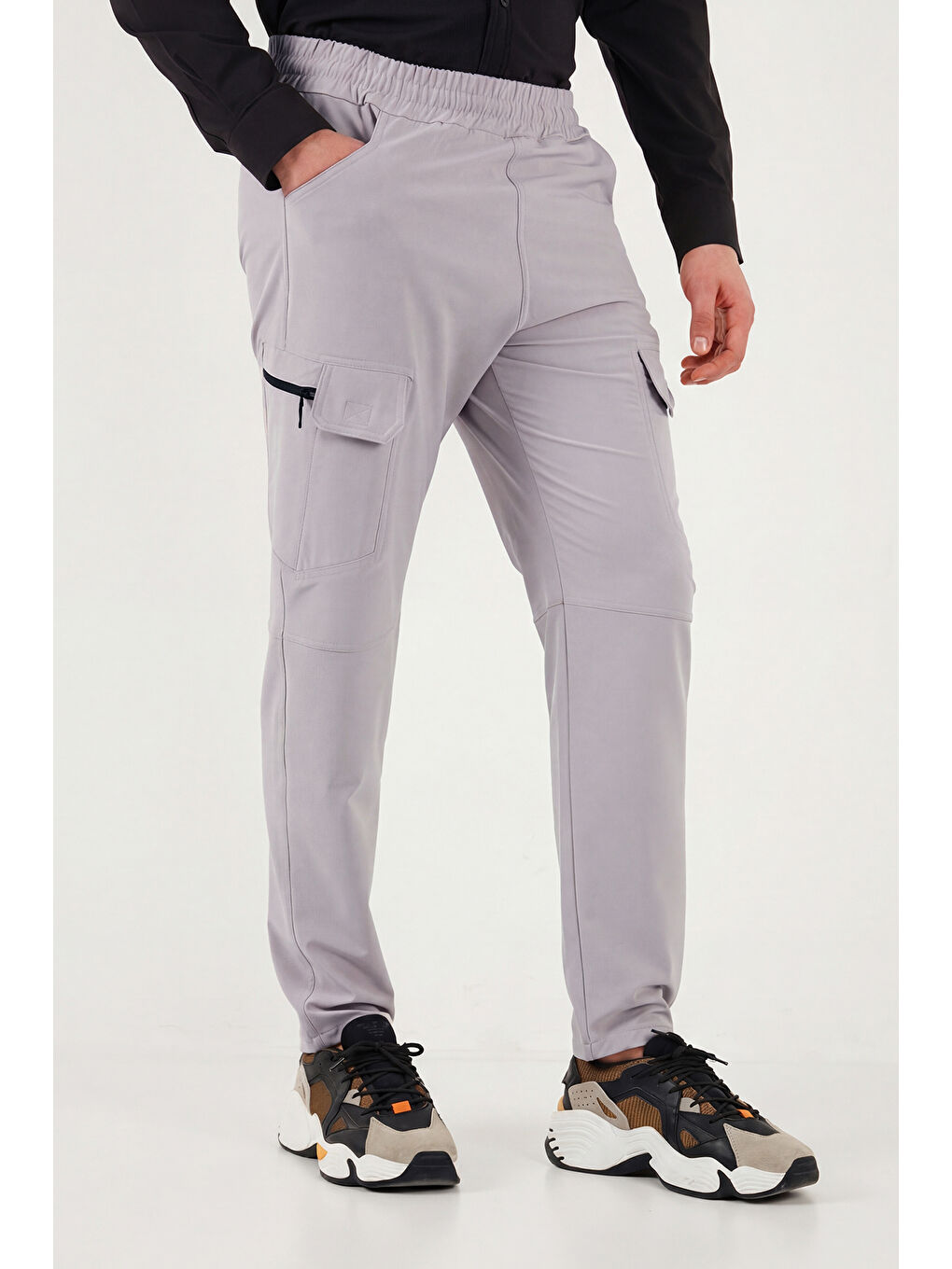 Gri Normal Bel Dar Paça Su İtici Trekking ve Kurye Pantolon 693719-3