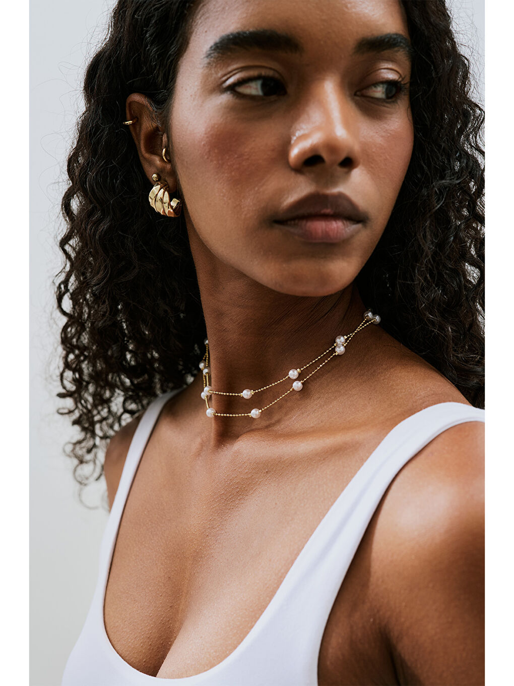 Beyaz Mınımal İnci Kolye Standart-1