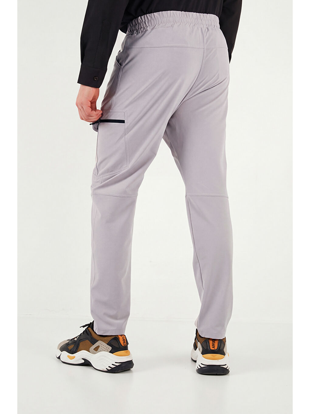 Gri Normal Bel Dar Paça Su İtici Trekking ve Kurye Pantolon 693719-4