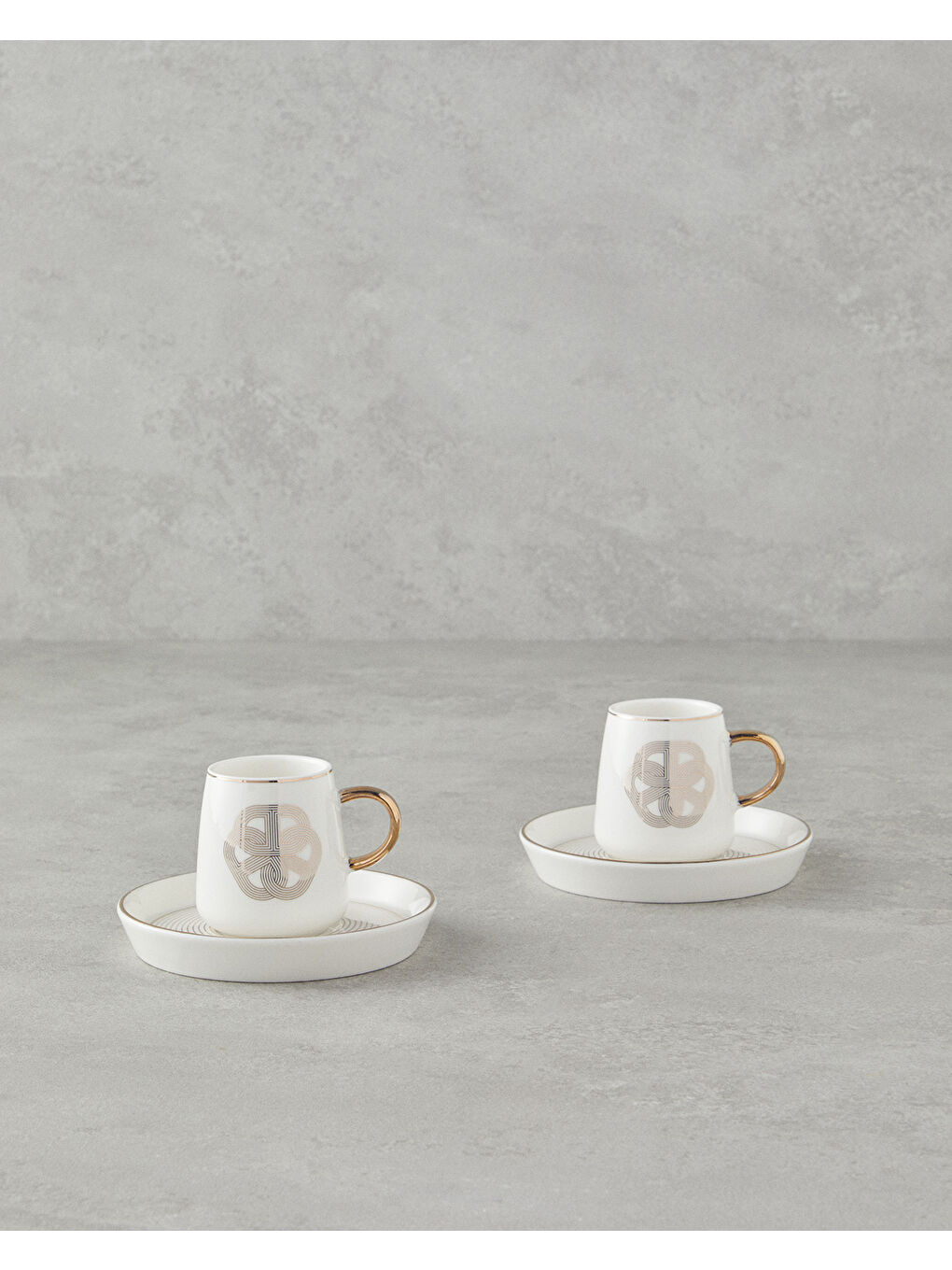 Sarı Cladars Porselen 4 Parça 2 Kişilik Kahve Fincan Takımı 90 ml Gold