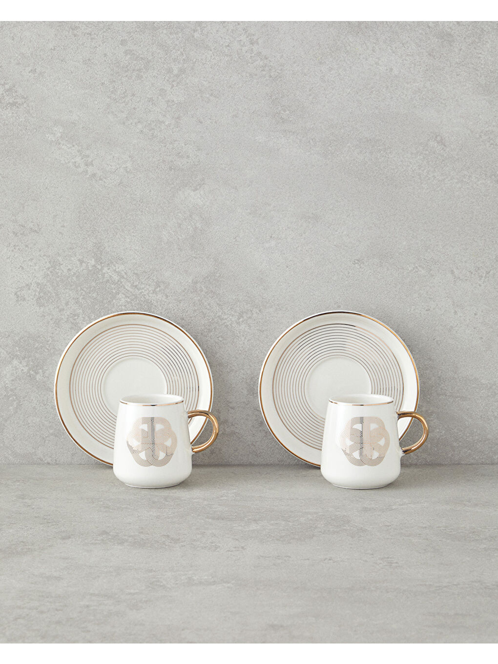 Sarı Cladars Porselen 4 Parça 2 Kişilik Kahve Fincan Takımı 90 ml Gold-1