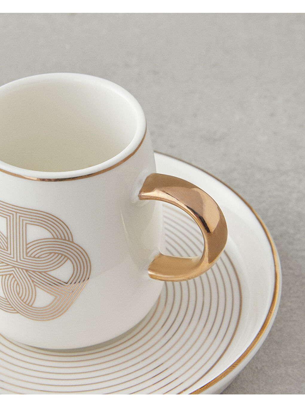 Sarı Cladars Porselen 4 Parça 2 Kişilik Kahve Fincan Takımı 90 ml Gold-3