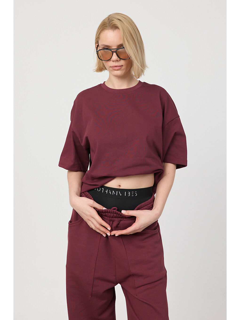 Kadın Chill Oversize Premium Bordo T-Shirt