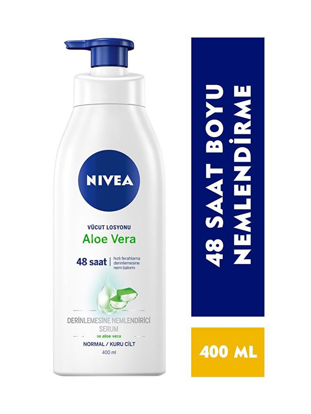 NIVEA Şeffaf Vücut Losyonu Aloe Vera, Normal Ve Kuru Ciltler, Derinlemesine Ne mlendirici Serum, 400 ml x2 Adet - 1