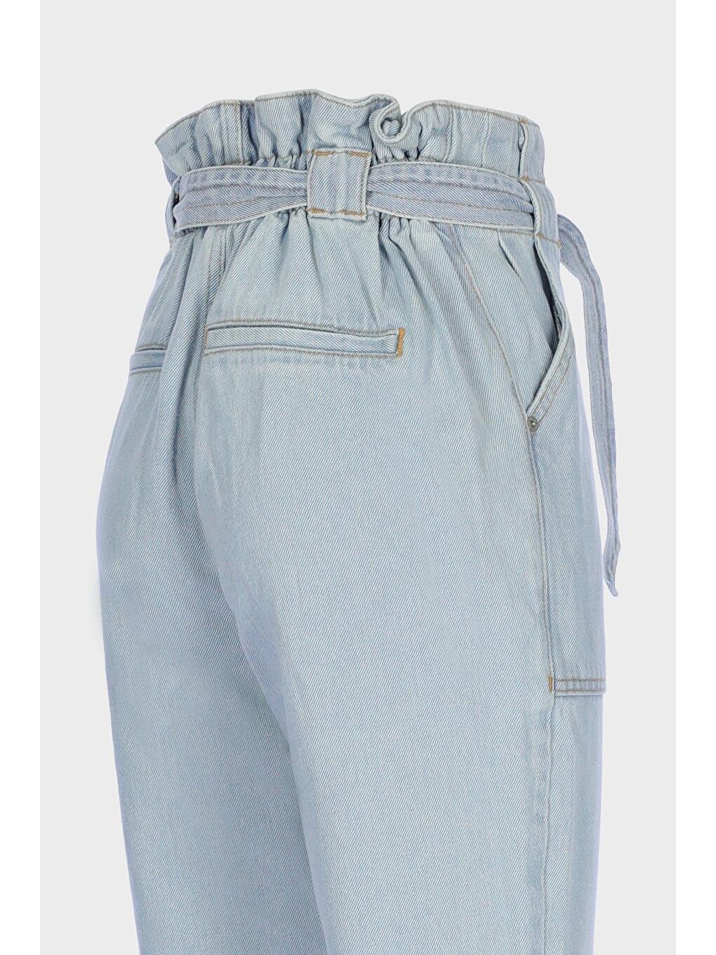Hazel Açık Mavi Yüksek Bel Paperbag Patı Fermuarlı Jean Pantolon C 4527-020-2
